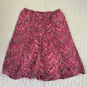 Kim Rogers Pink and Black Chevron Midi Skirt
